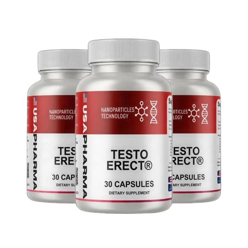 TestoErect Male Vitality Supplement Bottle – 30 Capsules by USA Pharma